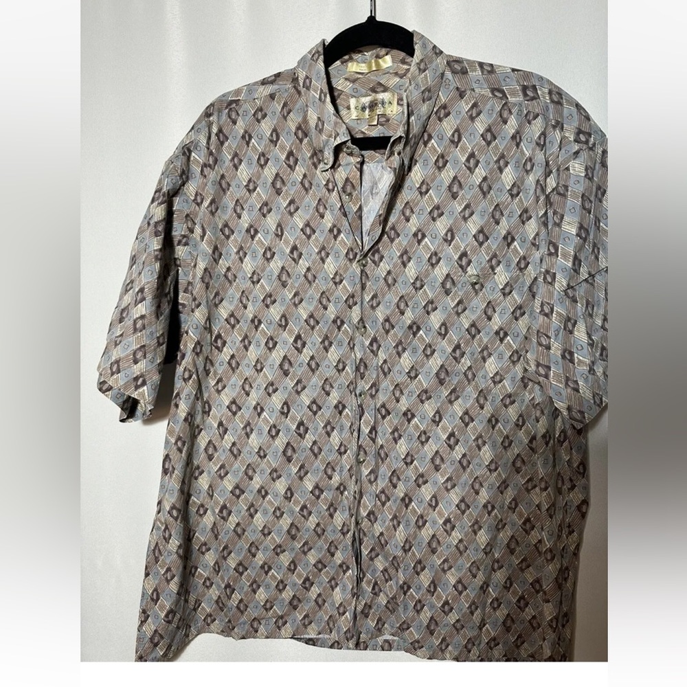 Campia Moda Men’s Short Sleeve Hawaiian Safari Button Down Shirt Size XL